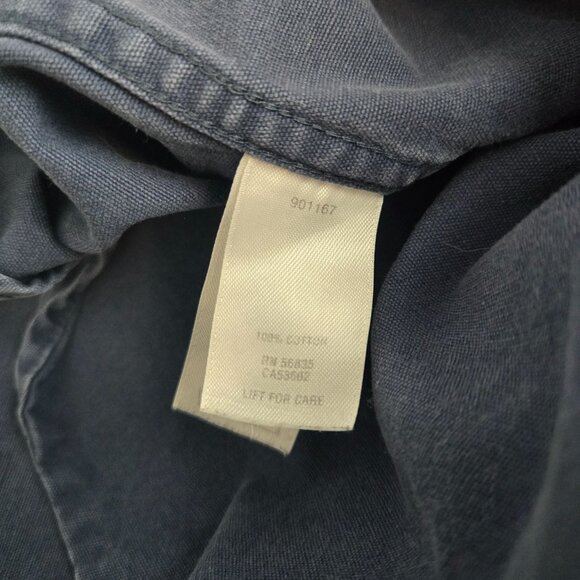 Cabelas Mens Large Tall blue stonewash canvas button up utility short sleeve - Picture 5 of 8